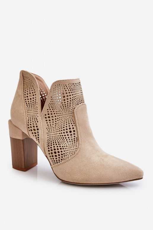 Botins femininos com salto Leanna em marfim