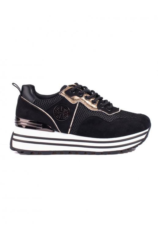 Sapatos casuais femininos Potocki pretos com cadarço