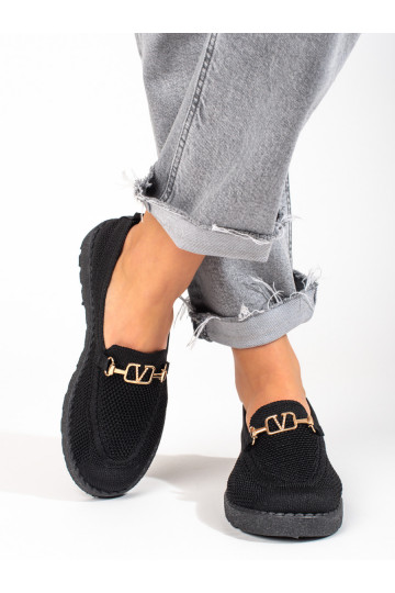 Mocassins de tecido preto... 2