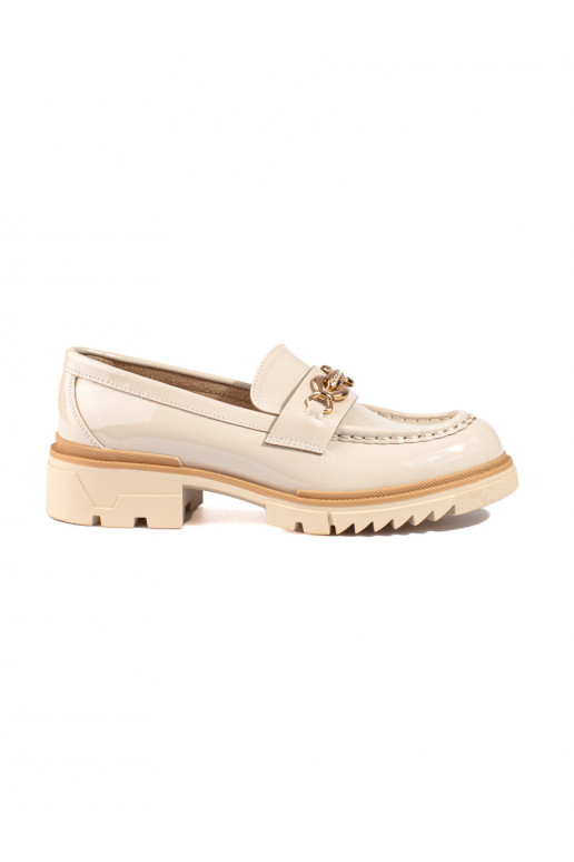 Botins cor areia com detalhes dourados Shelovet com efeito laca