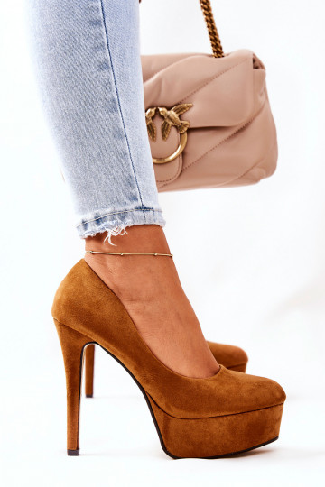 Modelo clássico de sapatos de camurça com plataforma marrom Silly 2