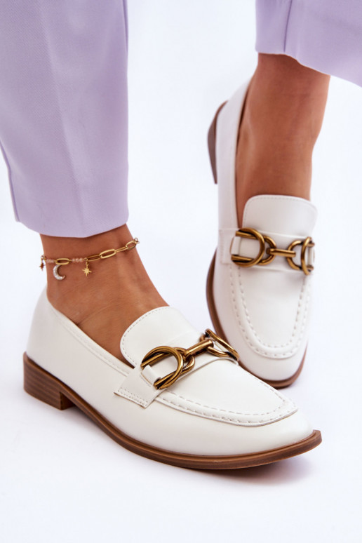 Mocassins femininos modelo clássico na cor branca Lorien