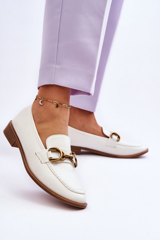 Mocassins femininos modelo clássico na cor branca Lorien