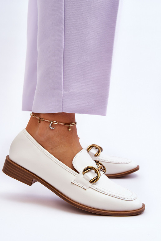Mocassins femininos modelo clássico na cor branca Lorien