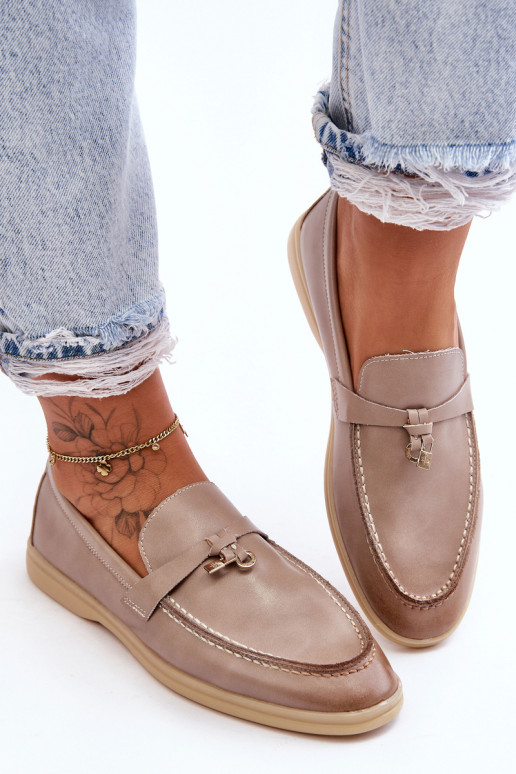 Mocassins femininos modelo clássico na cor cinza Cortez