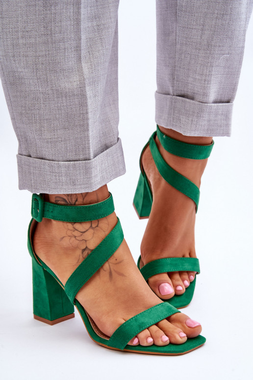 Sapatos elegantes de camurça de salto alto na cor verde Lanes