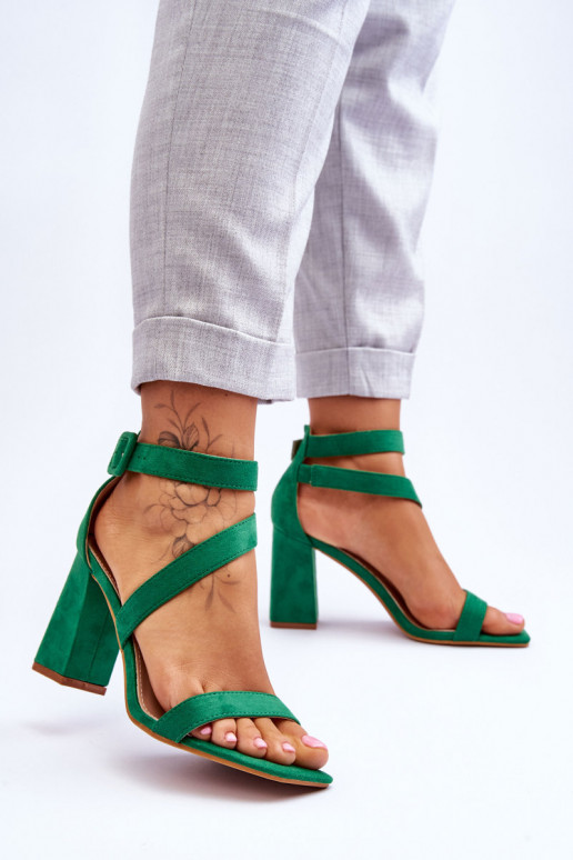 Sapatos elegantes de camurça de salto alto na cor verde Lanes