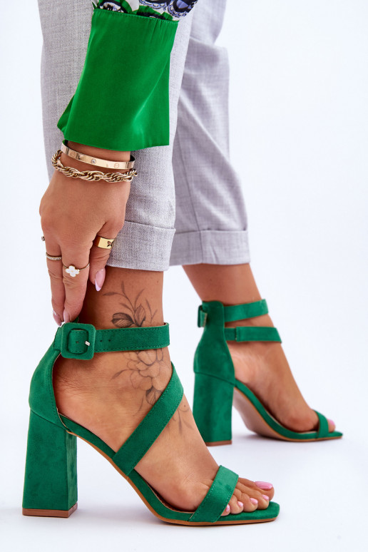 Sapatos elegantes de camurça de salto alto na cor verde Lanes