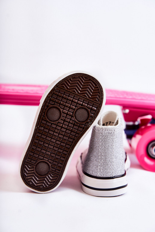 Tênis Catrina de couro prateado Tênis Catrina de couro prateado