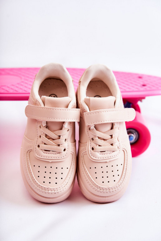 Calçado desportivo infantil com fechos adesivos na cor rosa Elike