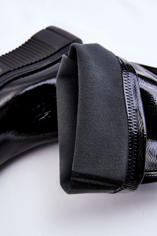 Sapatos longos com plataforma na cor preta com efeito laca Spectrum