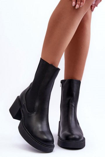 botas elegantes com salto largo em Ironna preto 2