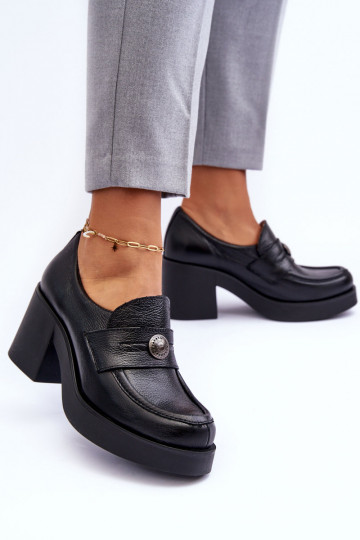 Sapatos com salto na cor preta Lemar Dunadia