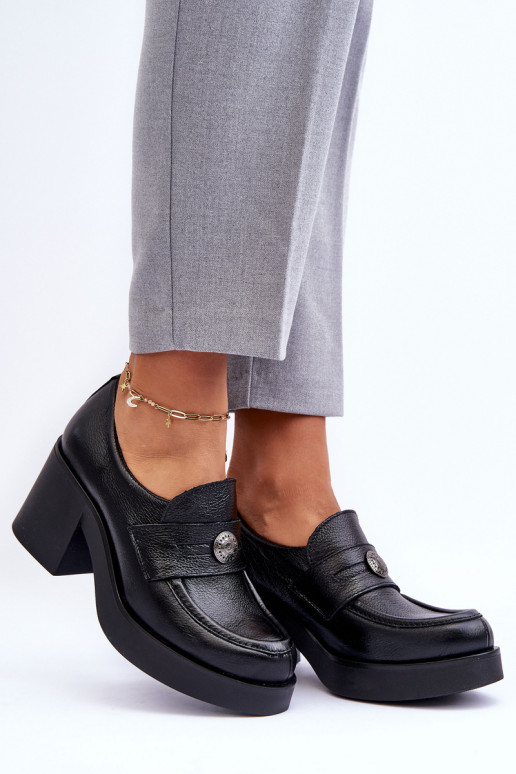 Sapatos com salto na cor preta Lemar Dunadia
