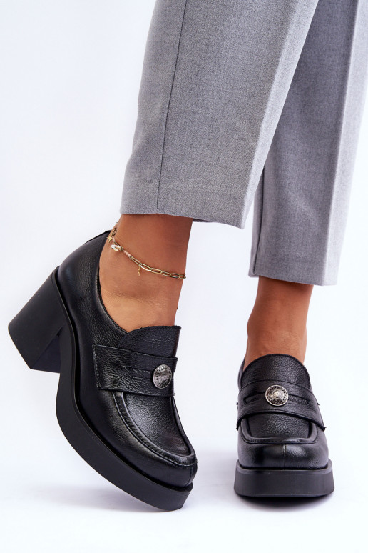 Sapatos com salto na cor preta Lemar Dunadia