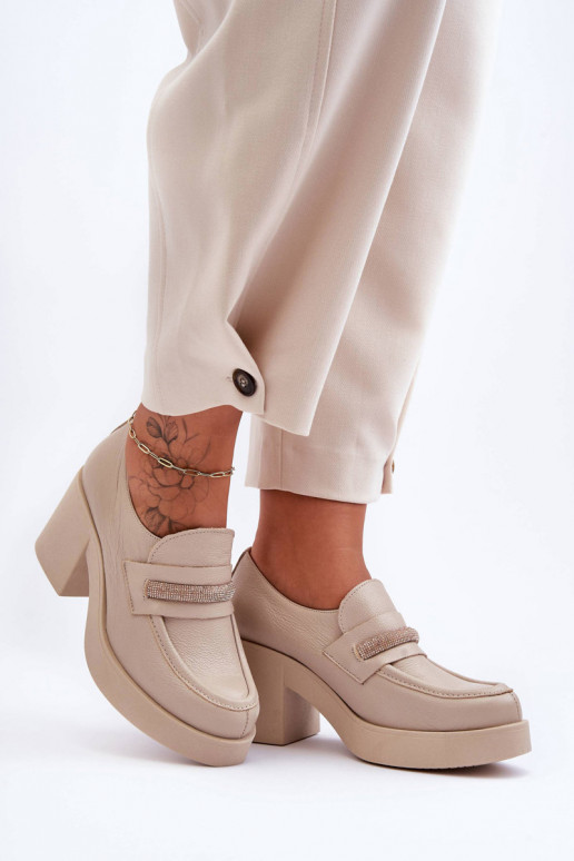 sapatos com salto com enfeites bege Lemar Gelanor