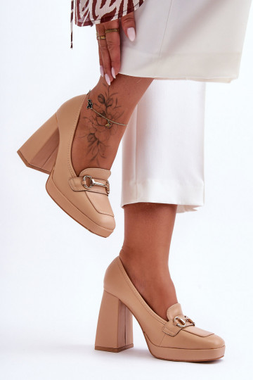 Sapatos elegantes com salto largo bege Nude Rouse 2