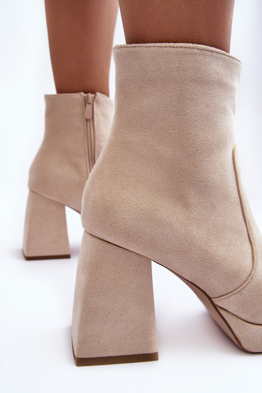 Botas de camurça de salto largo Abnous marfim