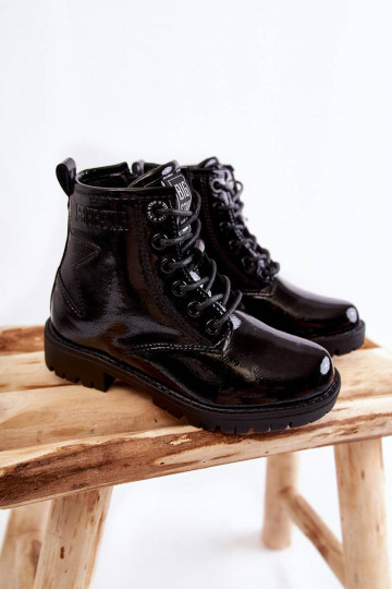 Botas infantis aquecidas com efeito verniz Big Star cor preta 2