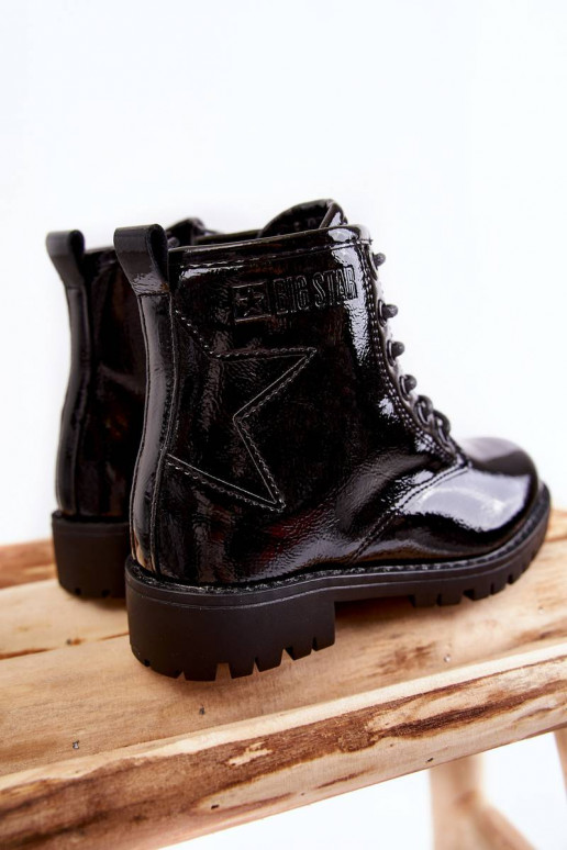 Botas infantis aquecidas com efeito verniz Big Star cor preta