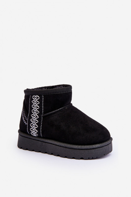 Botas infantis de neve aquecidas na cor preta Leonora