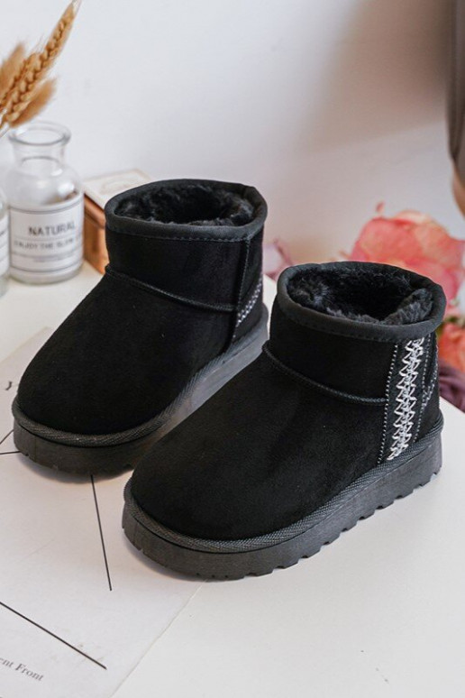Botas infantis de neve aquecidas na cor preta Leonora