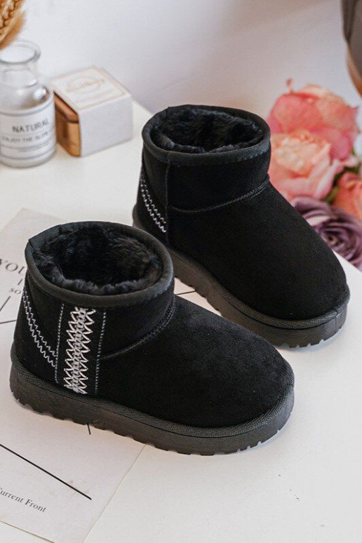 Botas infantis de neve aquecidas na cor preta Leonora