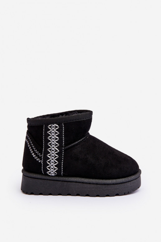 Botas infantis de neve aquecidas na cor preta Leonora