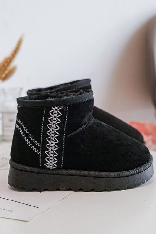 Botas infantis de neve aquecidas na cor preta Leonora