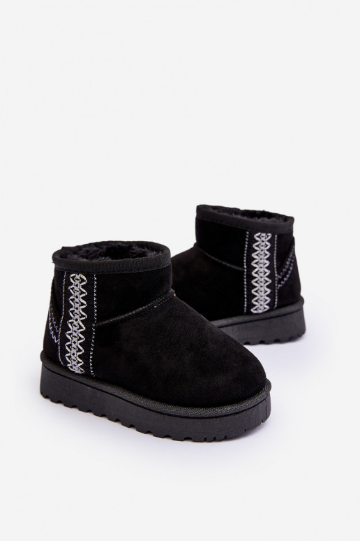 Botas infantis de neve aquecidas na cor preta Leonora