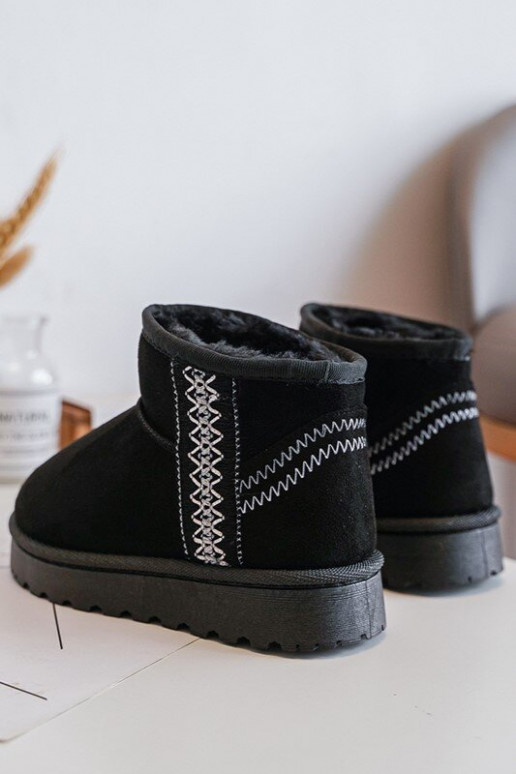 Botas infantis de neve aquecidas na cor preta Leonora