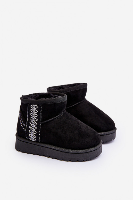 Botas infantis de neve aquecidas na cor preta Leonora