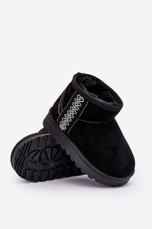 Botas infantis de neve aquecidas na cor preta Leonora