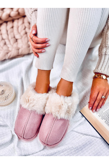 Chinelos com pelo rosa OTTEYS