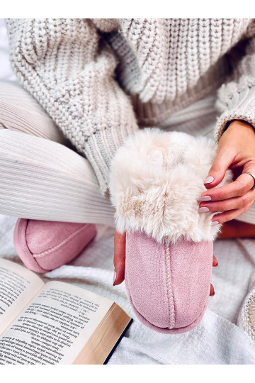 Chinelos com pelo rosa OTTEYS 2