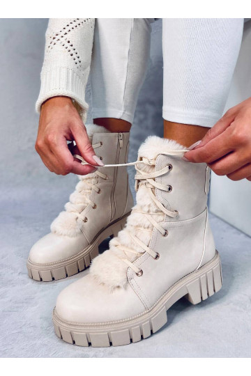 Botas MELVIN BEIGE com cadarço e pele