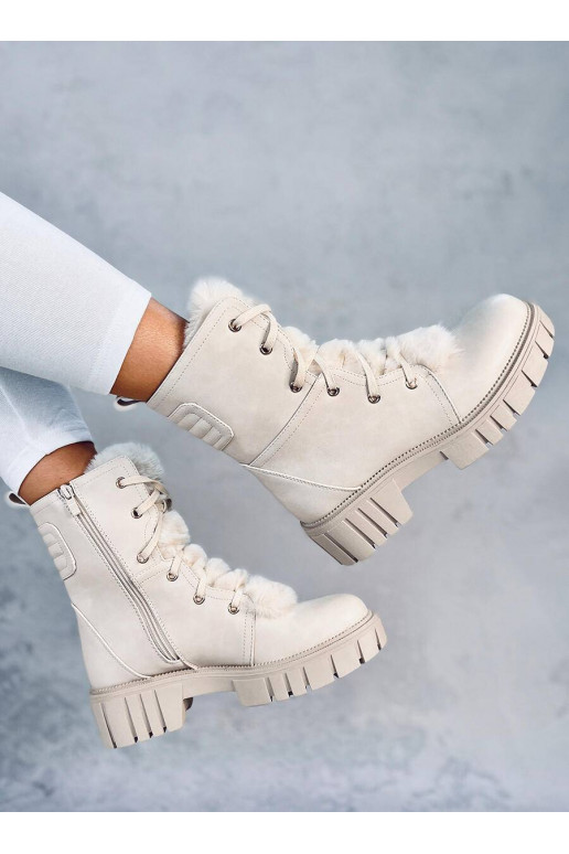 Botas MELVIN BEIGE com cadarço e pele