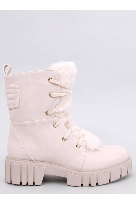 Botas MELVIN BEIGE com cadarço e pele