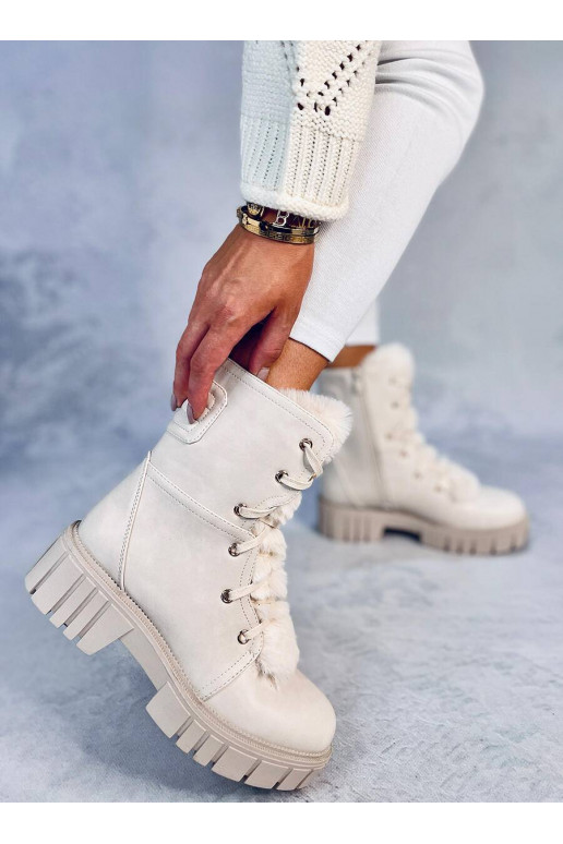 Botas MELVIN BEIGE com cadarço e pele