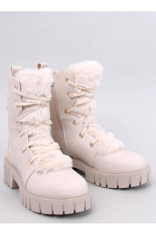 Botas MELVIN BEIGE com cadarço e pele