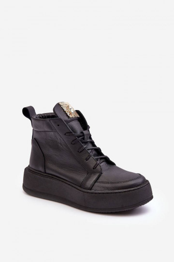 Botins com atacadores na cor preta Nicole 2