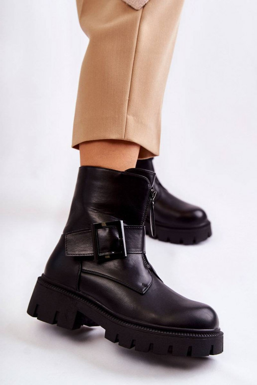 Botas quentes com zíper em Torey preto