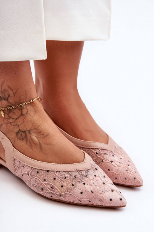 Bailarinas com bolinhas na cor rosa...