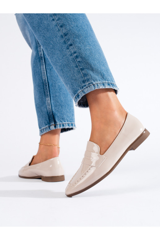 Mocassins femininos lacados bege Shelovet