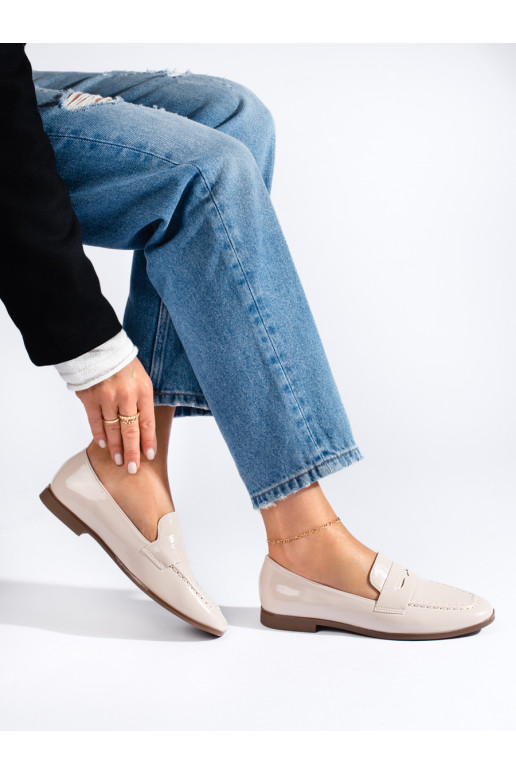 Mocassins femininos lacados bege Shelovet