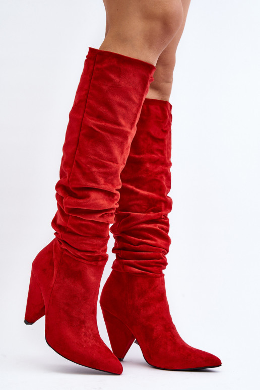 Botas longas de camurça Lu Boo vermelho Botas longas de camurça Lu Boo vermelho