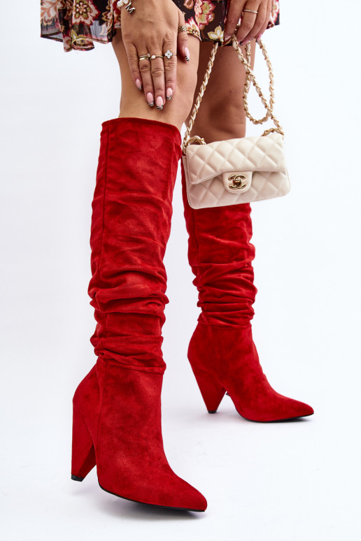 Botas longas de camurça Lu Boo vermelho Botas longas de camurça Lu Boo vermelho