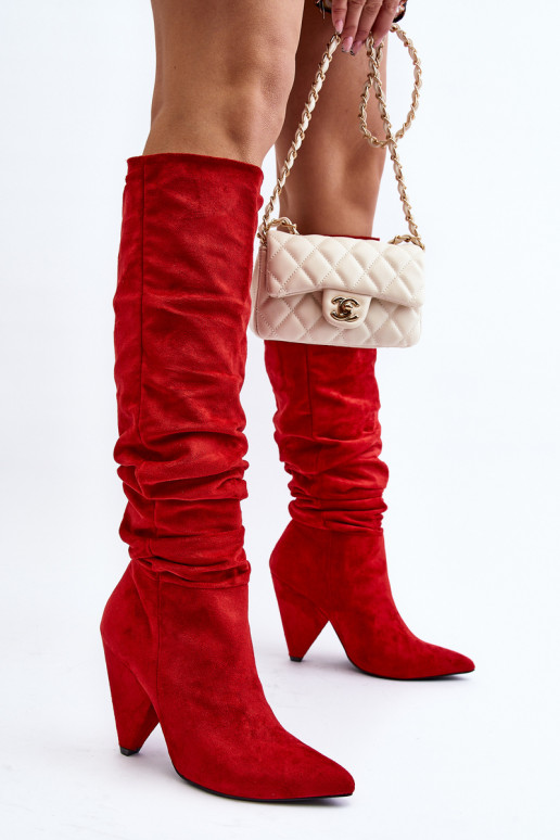 Botas longas de camurça Lu Boo vermelho Botas longas de camurça Lu Boo vermelho