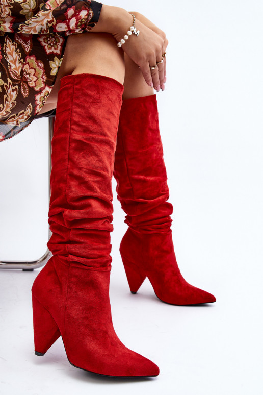 Botas longas de camurça Lu Boo vermelho Botas longas de camurça Lu Boo vermelho