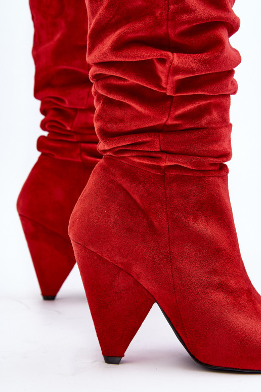 Botas longas de camurça Lu Boo vermelho Botas longas de camurça Lu Boo vermelho